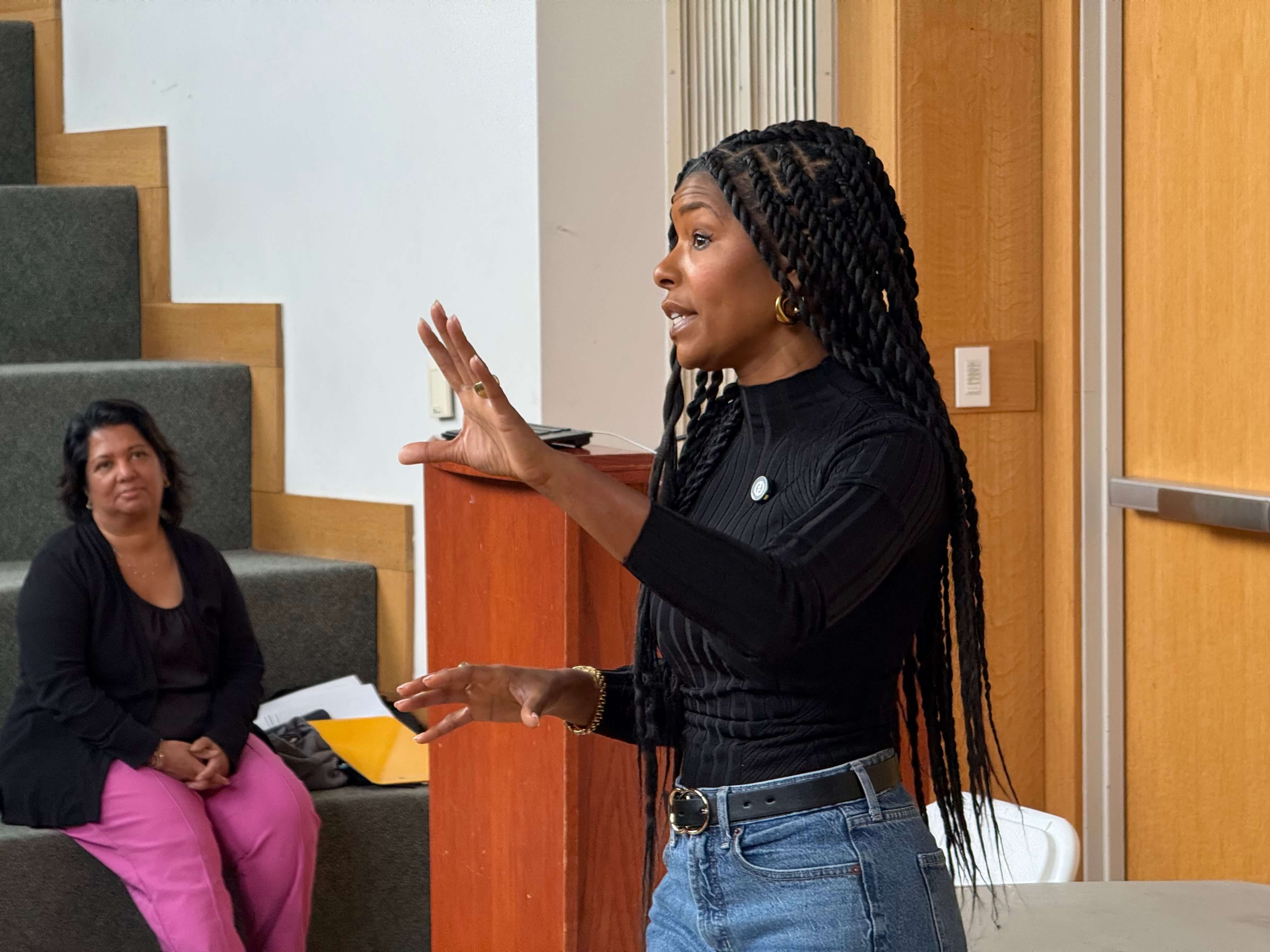 Build It Boldly speaker facilitating a leadership conversation focused on reflection, purpose, and impact.